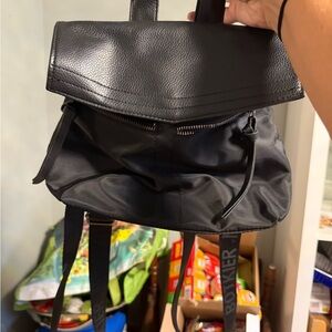 Botkier Black Leather and Nylon Backpack